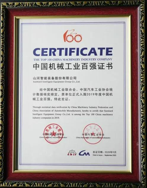 2019年中國機(jī)械工業(yè)百強(qiáng)發(fā)布，山河智能排名52位