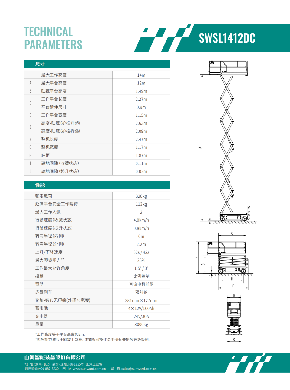 SWSL1412DC 電動剪叉式高空作業(yè)平臺