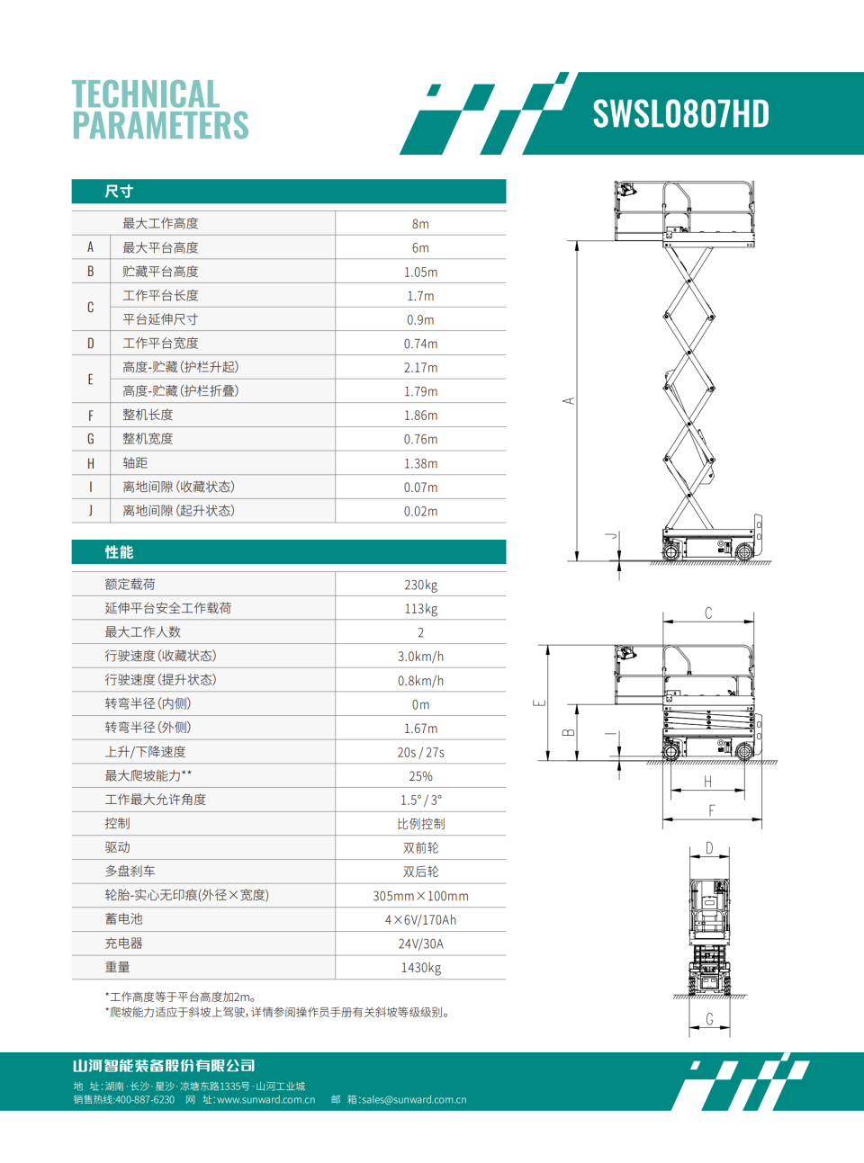 SWSL0807HD 電動(dòng)剪叉式高空作業(yè)平臺(tái)
