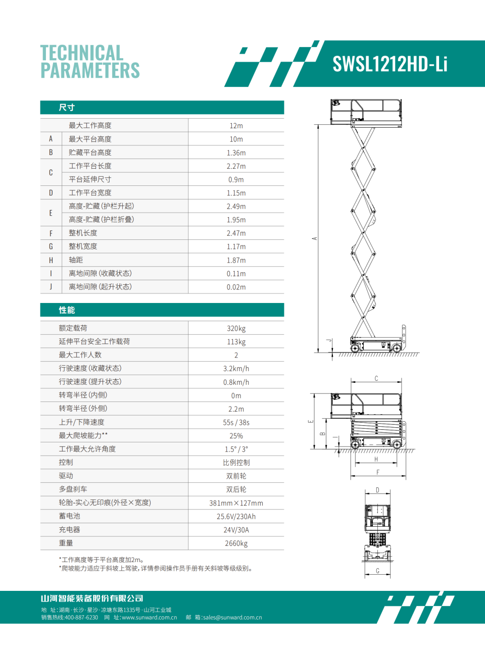 SWSL1212HD-Li 電動剪叉式高空作業(yè)平臺